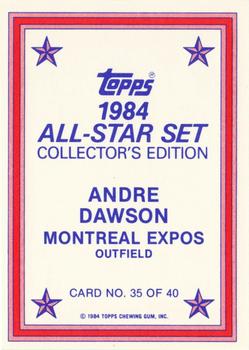 1984 Topps - 1984 All-Star Set Collector's Edition (Glossy Send-Ins) #35 Andre Dawson  Back