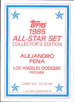 1985 Topps - 1985 All-Star Set Collector's Edition (Glossy Send-Ins) #33 Alejandro Pena Back
