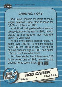 1986 Fleer - Future Hall of Famers #4 Rod Carew Back