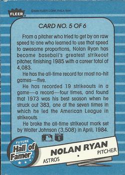 1986 Fleer - Future Hall of Famers #5 Nolan Ryan Back