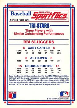 1986 Sportflics #126 RBI Sluggers (Gary Carter / George Foster / Al Oliver) Back