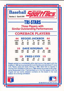 1986 Sportflics #150 Comeback Players (Reggie Jackson / Dave Kingman / Fred Lynn) Back