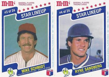 1987 M&M's Star Lineup - Panels #3-4 Mike Schmidt / Ryne Sandberg Front