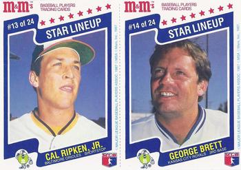 1987 M&M's Star Lineup - Panels #13-14 Cal Ripken Jr. / George Brett Front