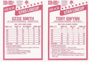 1987 M&M's Star Lineup - Panels #23-24 Tony Gwynn / Ozzie Smith Back