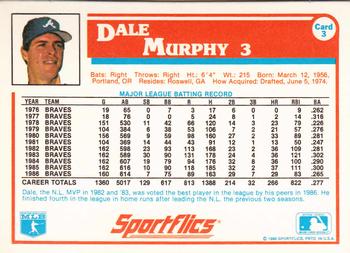 1987 Sportflics #3 Dale Murphy Back