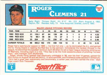 1987 Sportflics #10 Roger Clemens Back