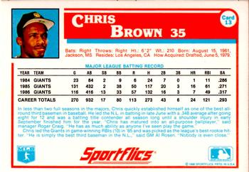 1987 Sportflics #13 Chris Brown Back