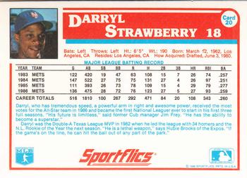 1987 Sportflics #20 Darryl Strawberry Back