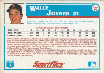 1987 Sportflics #26 Wally Joyner Back