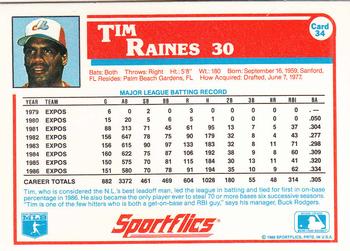1987 Sportflics #34 Tim Raines Back