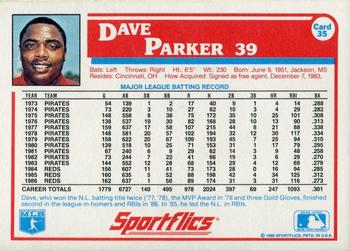 1987 Sportflics #35 Dave Parker Back