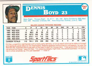 1987 Sportflics #47 Dennis Boyd Back