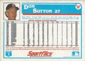 1987 Sportflics #99 Don Sutton Back