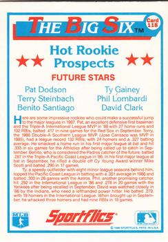 1987 Sportflics #118 Terry Steinbach / Benito Santiago / Pat Dodson / Ty Gainey / Phil Lombardi / Dave Clark Back