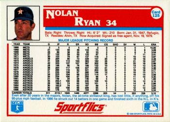 1987 Sportflics #125 Nolan Ryan Back