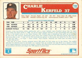 1987 Sportflics #146 Charlie Kerfeld Back