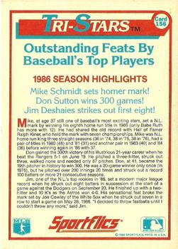 1987 Sportflics #156 Mike Schmidt / Don Sutton / Jim Deshaies Back