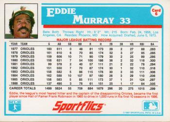 1987 Sportflics #6 Eddie Murray Back