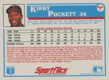 1987 Sportflics #7 Kirby Puckett Back