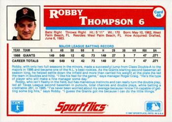 1987 Sportflics #46 Robby Thompson Back