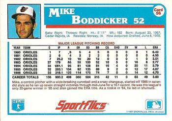 1987 Sportflics #56 Mike Boddicker Back