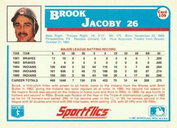 1987 Sportflics #109 Brook Jacoby Back
