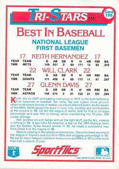 1987 Sportflics #195 Will Clark / Keith Hernandez / Glenn Davis Back