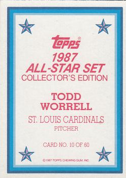 1987 Topps - 1987 All-Star Set Collector's Edition (Glossy Send-Ins) #10 Todd Worrell Back