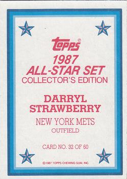 1987 Topps - 1987 All-Star Set Collector's Edition (Glossy Send-Ins) #32 Darryl Strawberry Back