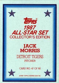 1987 Topps - 1987 All-Star Set Collector's Edition (Glossy Send-Ins) #47 Jack Morris Back