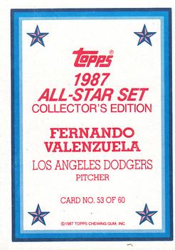 1987 Topps - 1987 All-Star Set Collector's Edition (Glossy Send-Ins) #53 Fernando Valenzuela Back