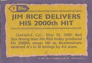 1987 Topps - Wax Box Side Panels Singles #F Jim Rice Back