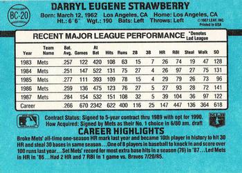 1988 Donruss - Bonus MVPs #BC-20 Darryl Strawberry Back