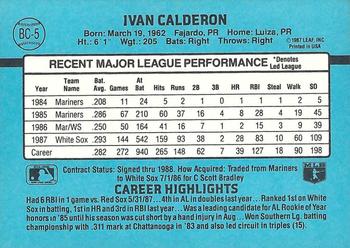 1988 Donruss - Bonus MVPs #BC-5 Ivan Calderon Back