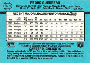 1988 Donruss - Bonus MVPs #BC-16 Pedro Guerrero Back