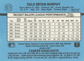 1988 Donruss - Bonus MVPs #BC-14 Dale Murphy Back