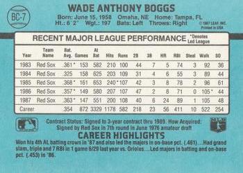 1988 Donruss - Bonus MVPs #BC-7 Wade Boggs Back