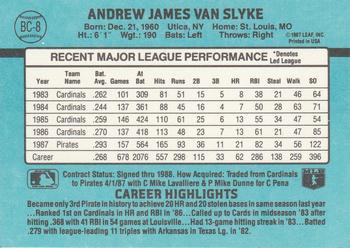 1988 Donruss - Bonus MVPs #BC-8 Andy Van Slyke Back
