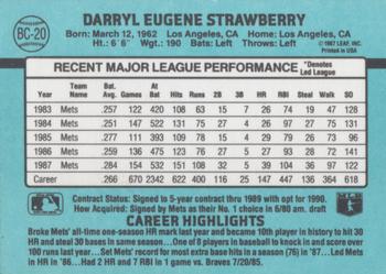 1988 Donruss - Bonus MVPs #BC-20 Darryl Strawberry Back