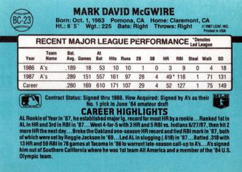 1988 Donruss - Bonus MVPs #BC-23 Mark McGwire Back