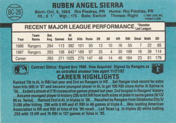 1988 Donruss - Bonus MVPs #BC-26 Ruben Sierra Back