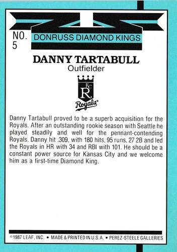 1988 Donruss - Super Diamond Kings #5 Danny Tartabull Back