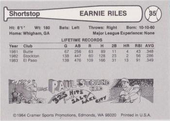 1984 Cramer Vancouver Canadians #35 Earnie Riles Back