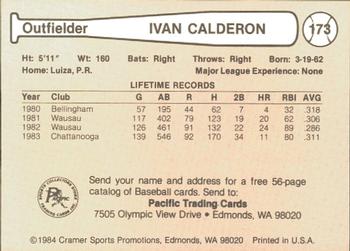 1984 Cramer Salt Lake City Gulls #173 Ivan Calderon Back