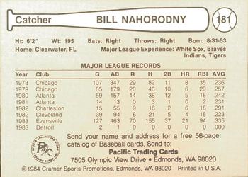 1984 Cramer Salt Lake City Gulls #181 Bill Nahorodny Back