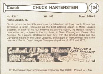 1984 Cramer Hawaii Islanders #134 Chuck Hartenstein Back