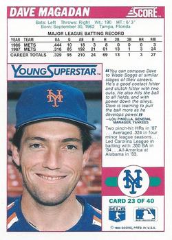 1988 Score - Young Superstars Series I #23 Dave Magadan Back