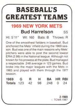 1987 TCMA 1969 New York Mets #2 Bud Harrelson Back