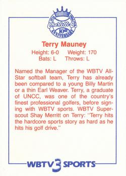 1986 WBTV Charlotte O's #NNO Terry Mauney Back